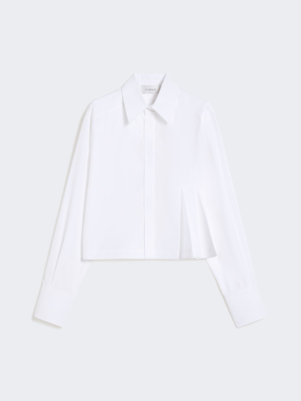 Cropped poplin shirt with asymmetrical pleats - OPTICAL WHITE - Max Mara - 6