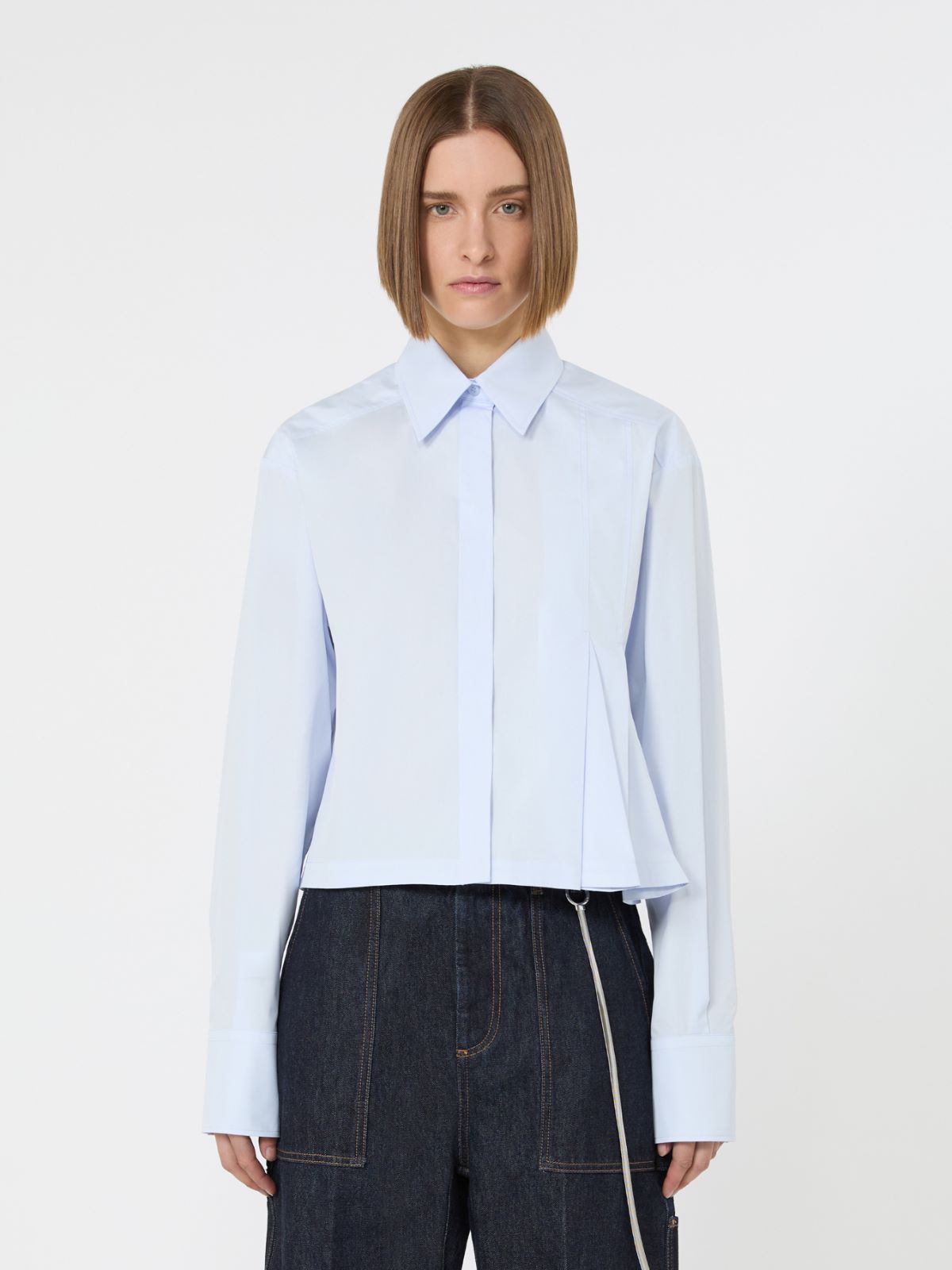 Cropped poplin shirt with asymmetrical pleats - AVIO - Max Mara - 6