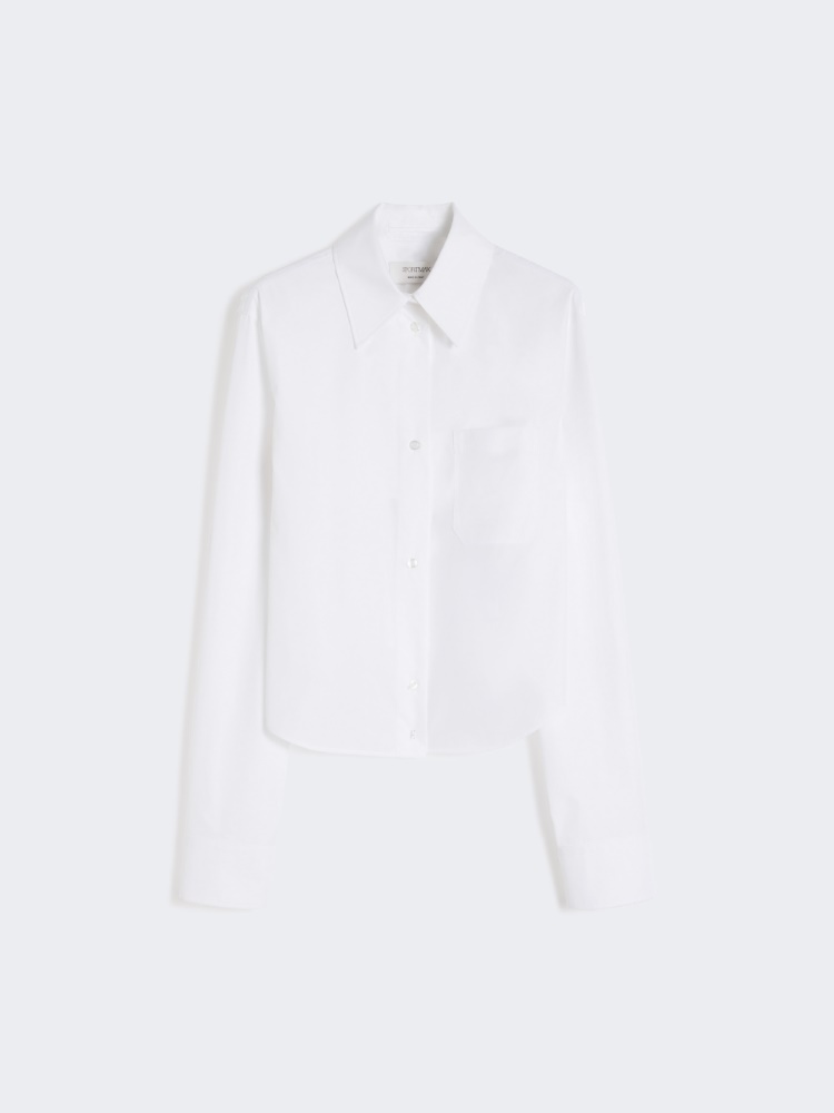 [チェッポ] プリーツ バック コットン クロップド シャツ - OPTICAL WHITE - Max Mara