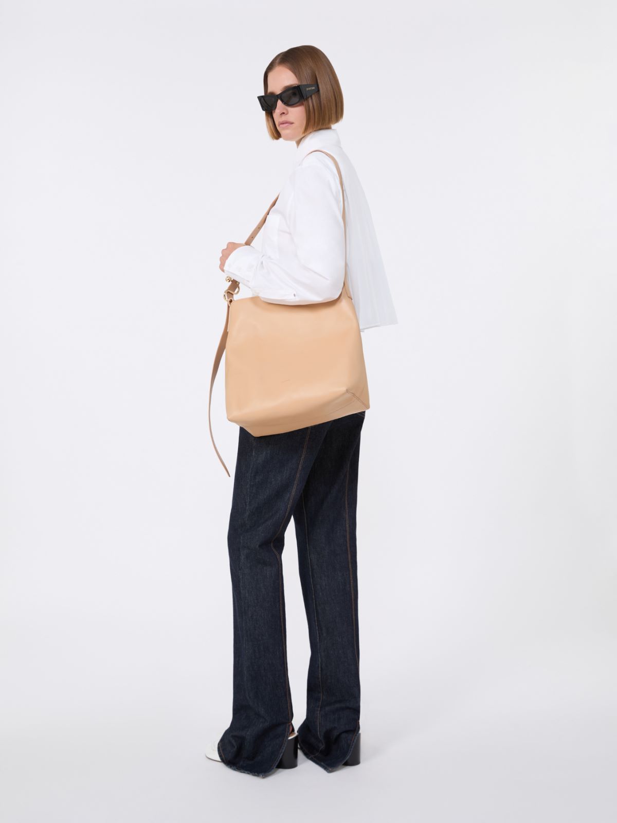 [チェッポ] プリーツ バック コットン クロップド シャツ - OPTICAL WHITE - Max Mara - 5