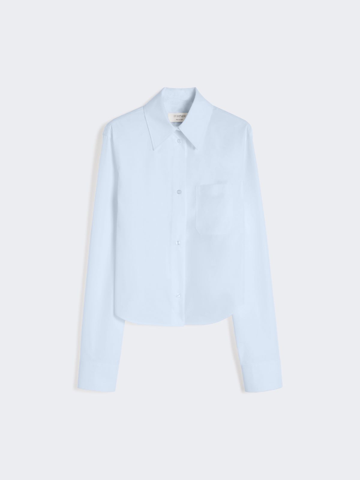 Cotton cropped shirt with pleated back - LIGHT BLUE - Max Mara - 9