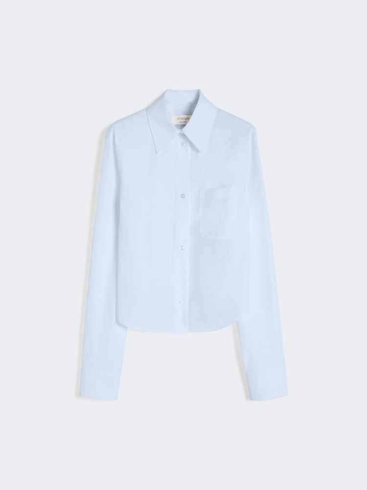 Cotton cropped shirt with pleated back - LIGHT BLUE - Max Mara