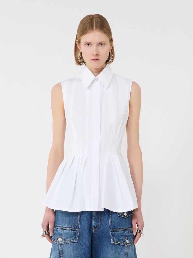 Sleeveless heavy cotton canvas shirt - OPTICAL WHITE - Max Mara - 2