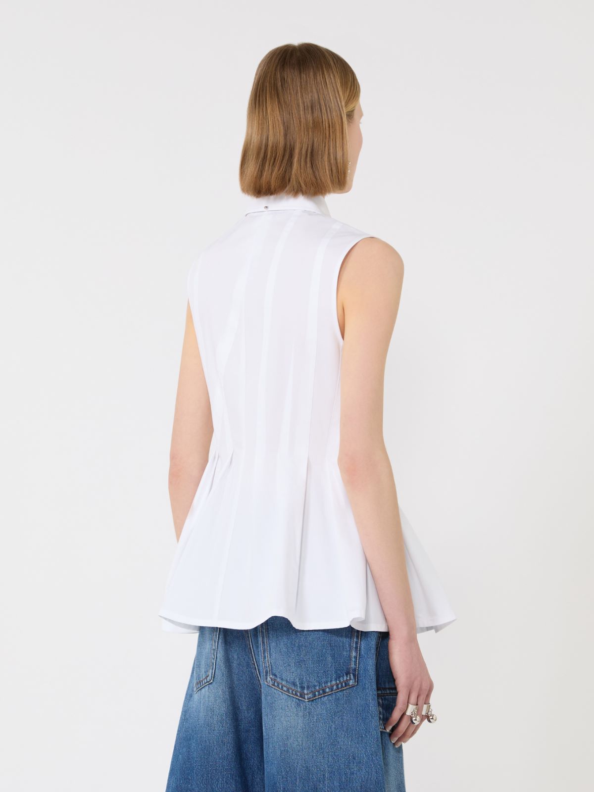 Sleeveless heavy cotton canvas shirt - OPTICAL WHITE - Max Mara - 3