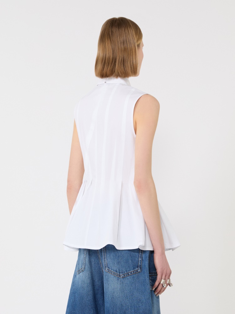 Sleeveless heavy cotton canvas shirt - OPTICAL WHITE - Max Mara - 3