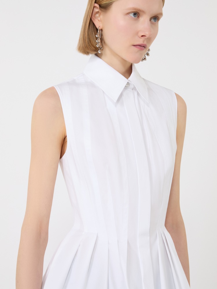 Sleeveless heavy cotton canvas shirt - OPTICAL WHITE - Max Mara - 5