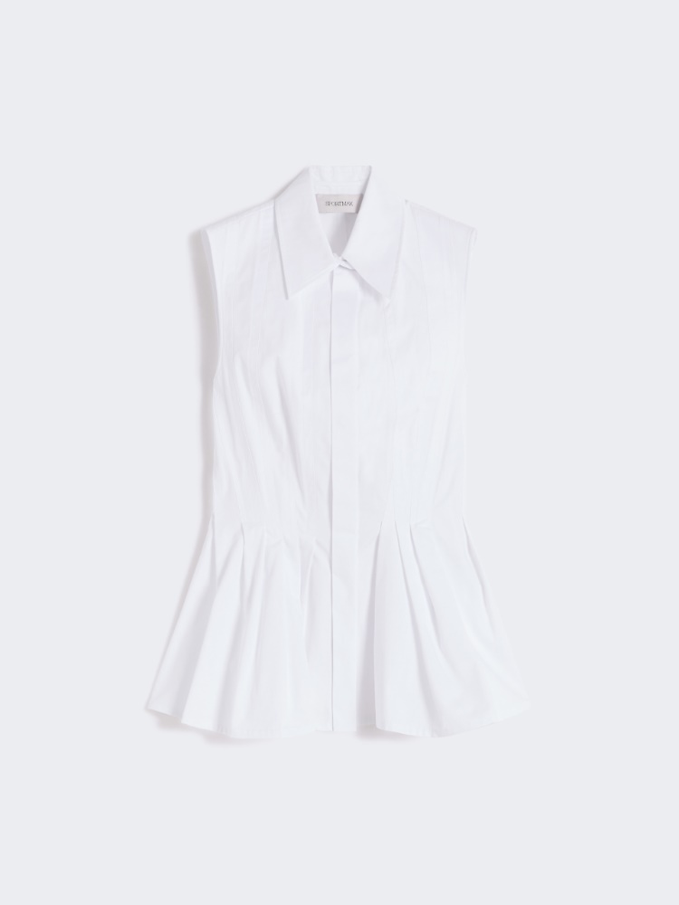 Sleeveless heavy cotton canvas shirt - OPTICAL WHITE - Max Mara - 6
