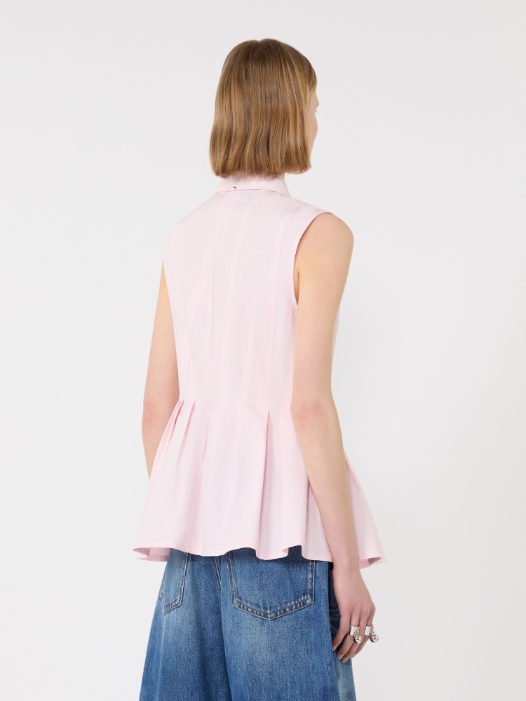 Sleeveless heavy cotton canvas shirt - PINK - Max Mara - 3