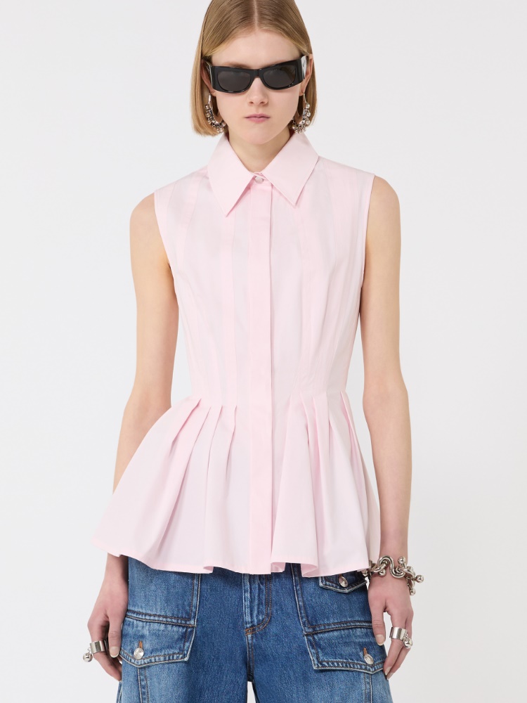 Sleeveless heavy cotton canvas shirt - PINK - Max Mara - 4