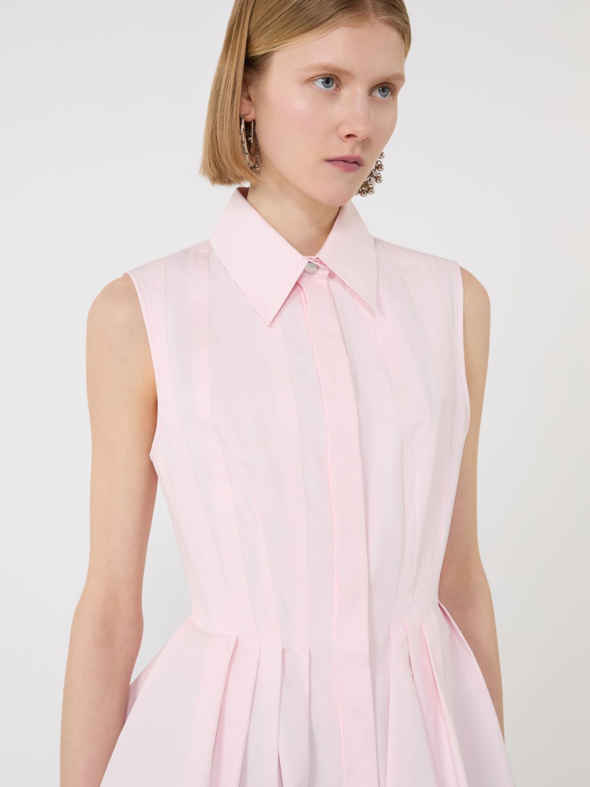 Sleeveless heavy cotton canvas shirt - PINK - Max Mara - 5
