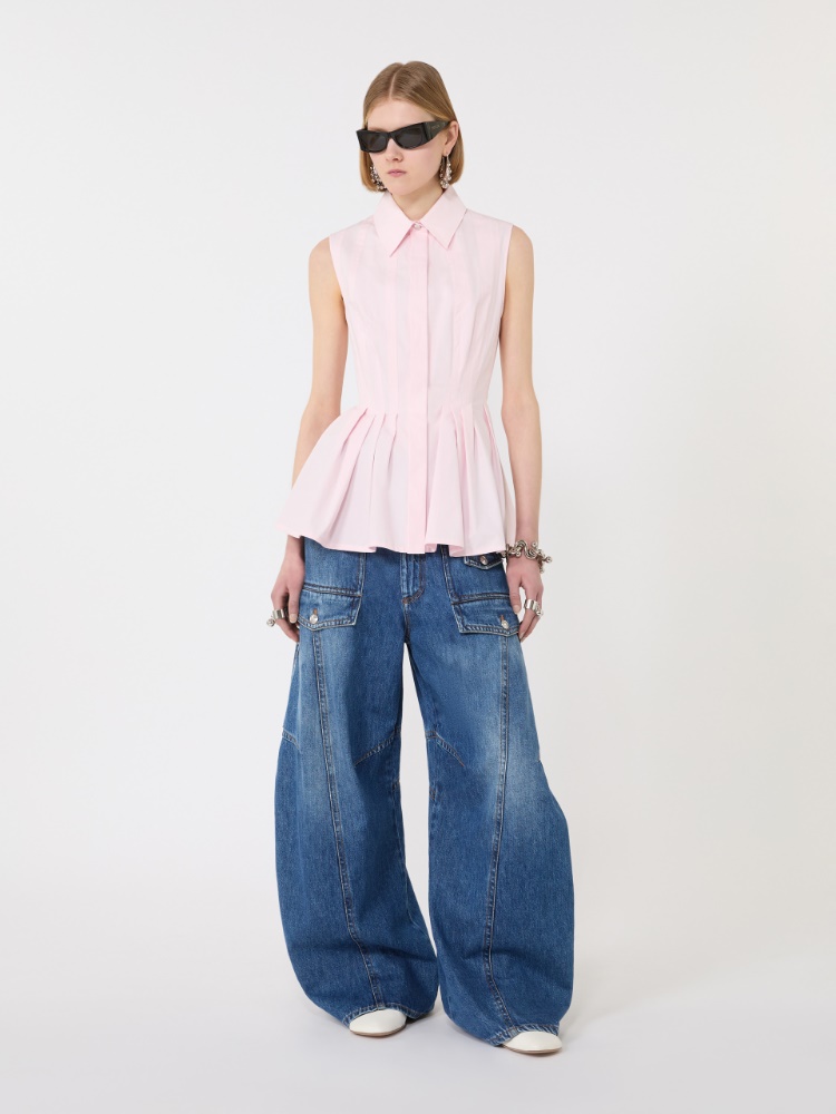 Sleeveless heavy cotton canvas shirt - PINK - Max Mara - 1