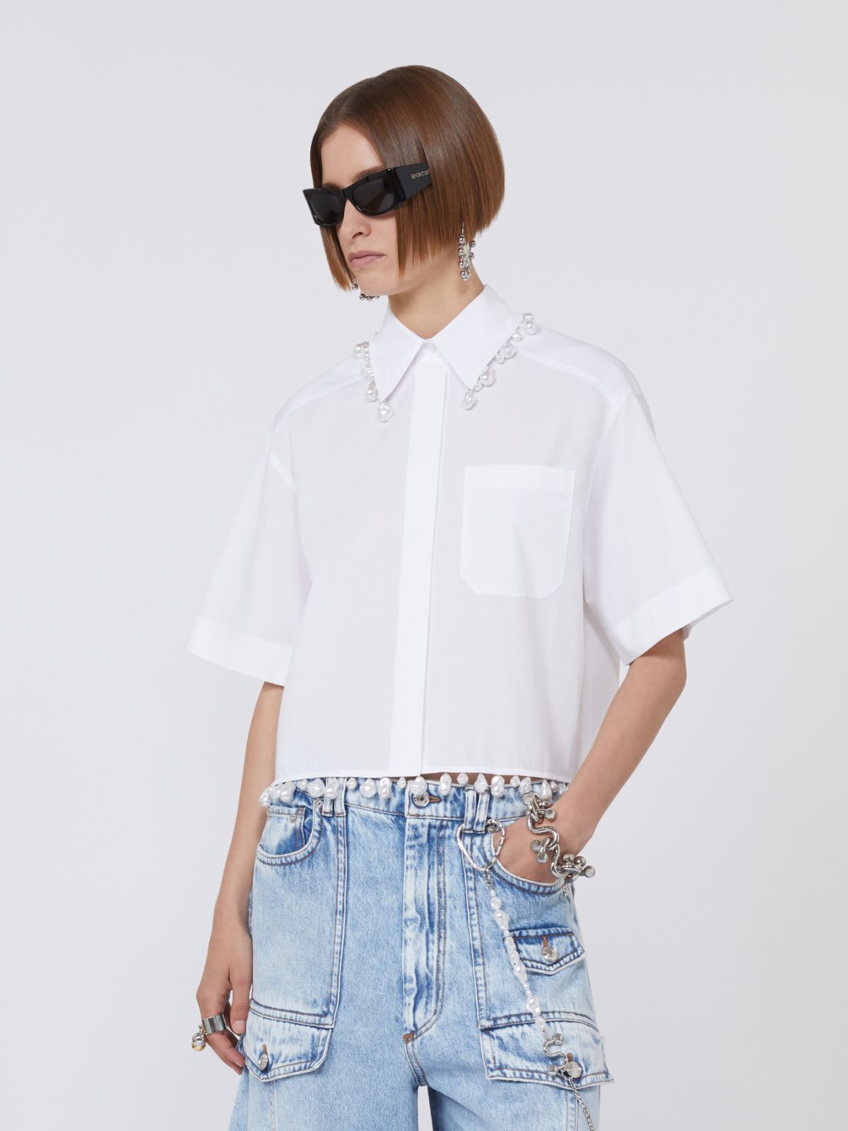 Boxy cotton shirt - OPTICAL WHITE - Max Mara - 4