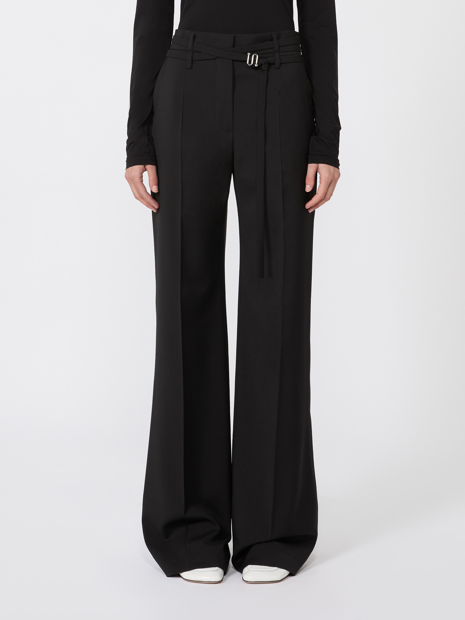 Flared stretch woollen cloth trousers - BLACK - Max Mara - 2