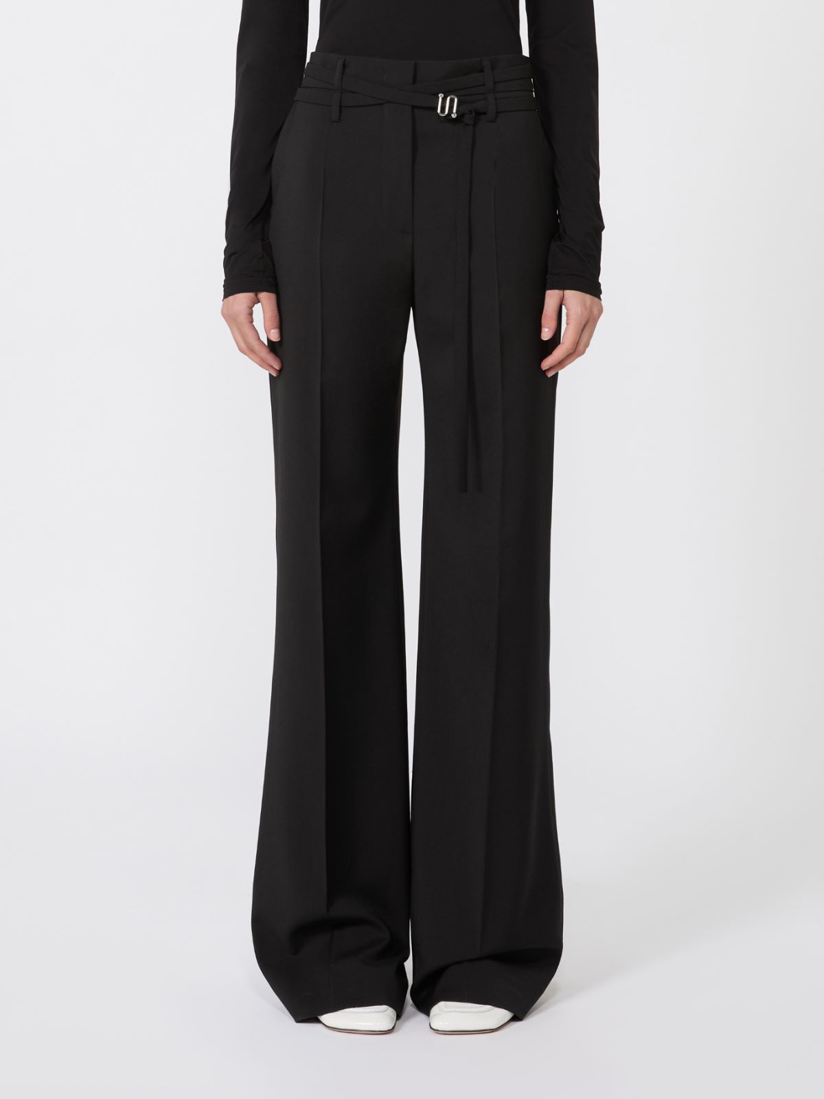 Flared stretch woollen cloth trousers - BLACK - Max Mara - 5