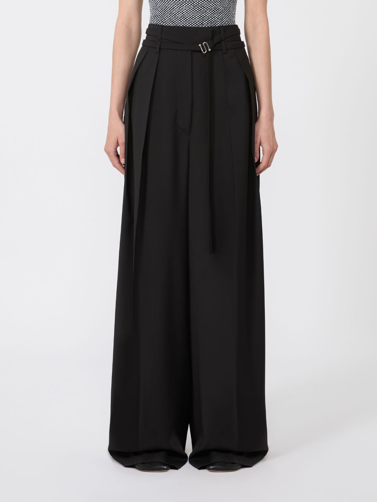 Wide-fit stretch wool trousers - BLACK - Max Mara - 5