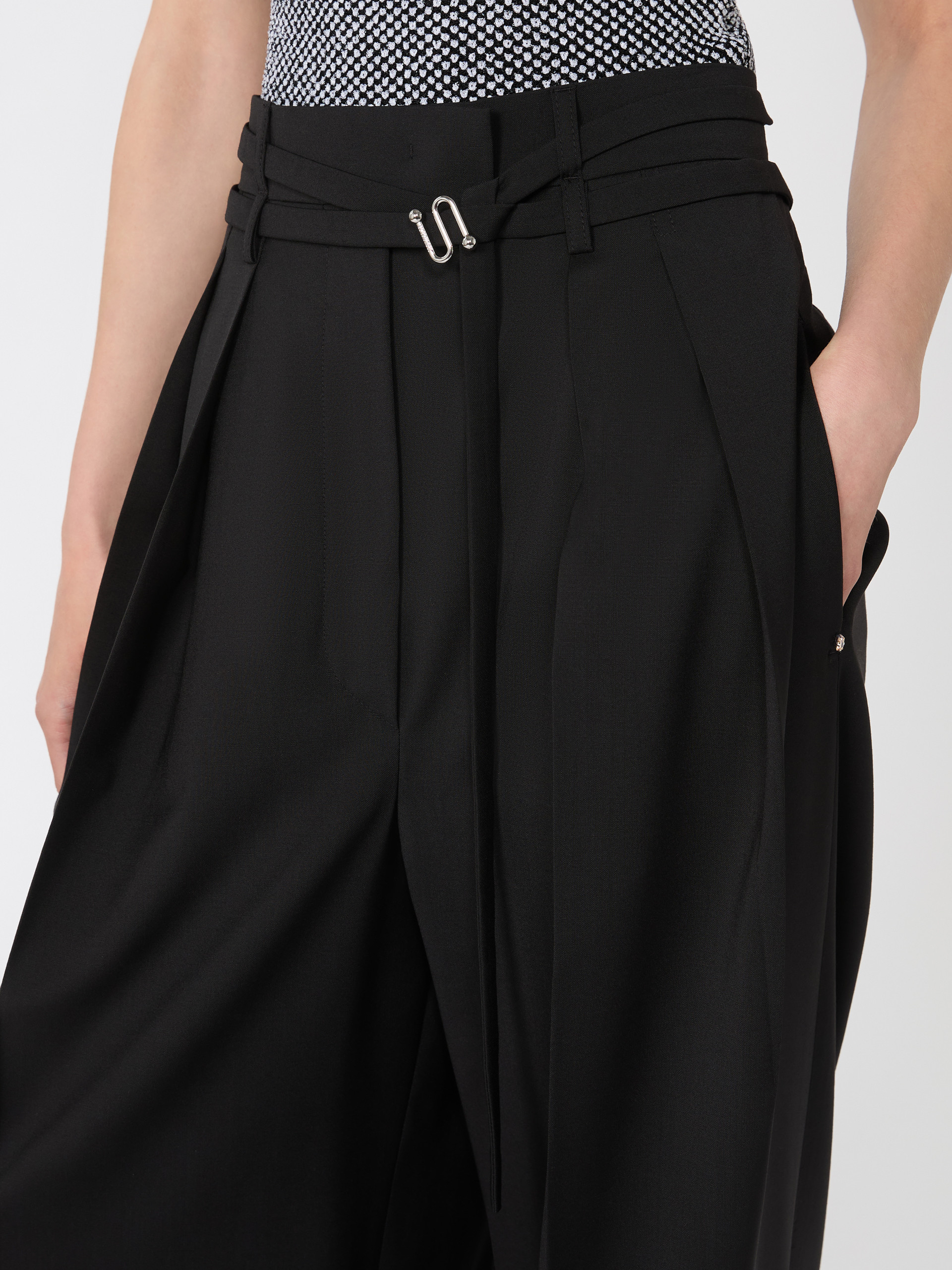 Wide-fit stretch wool trousers - BLACK - Max Mara - 4