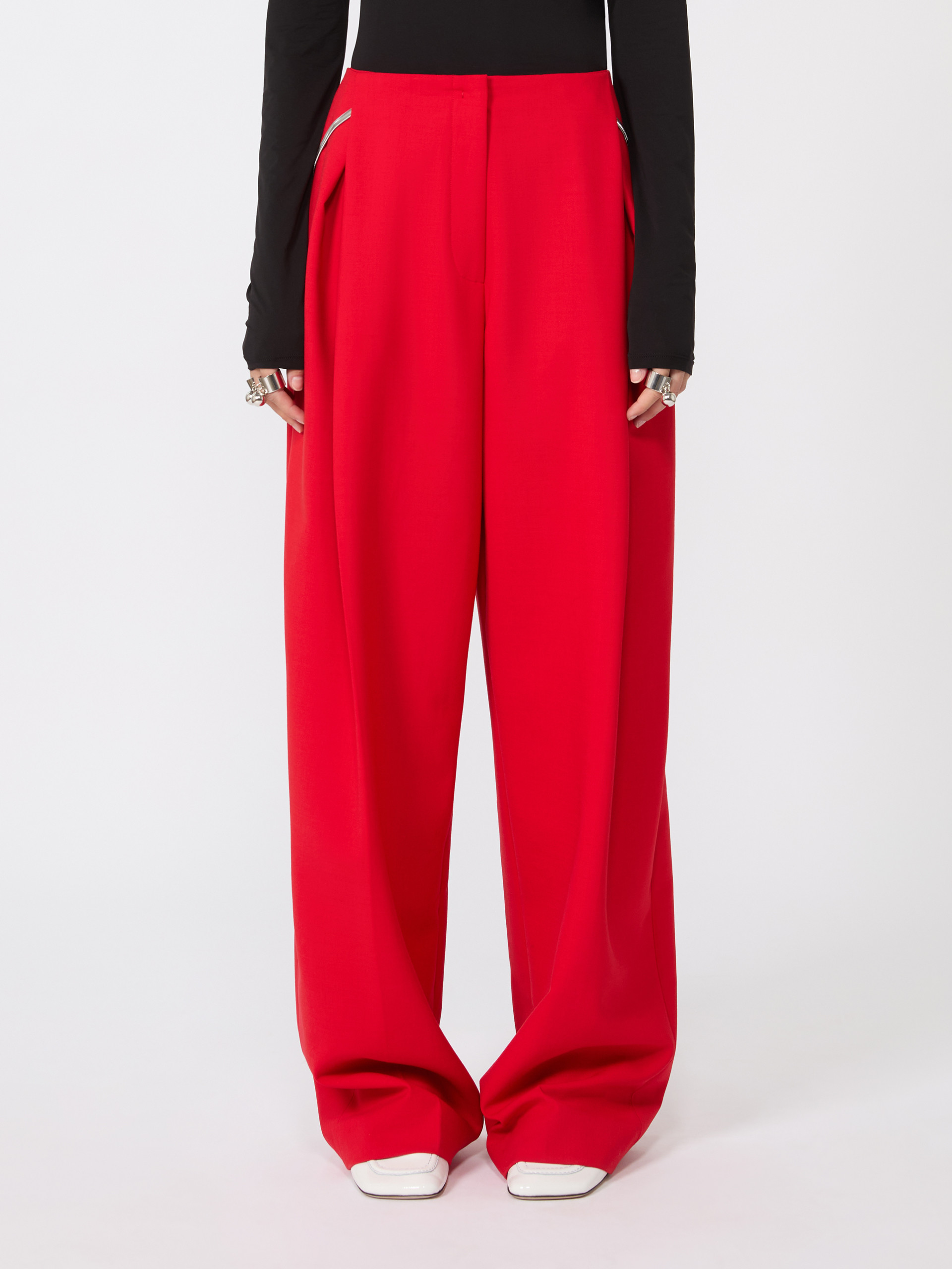 Pleated stretch wool trousers - RED - Max Mara - 2