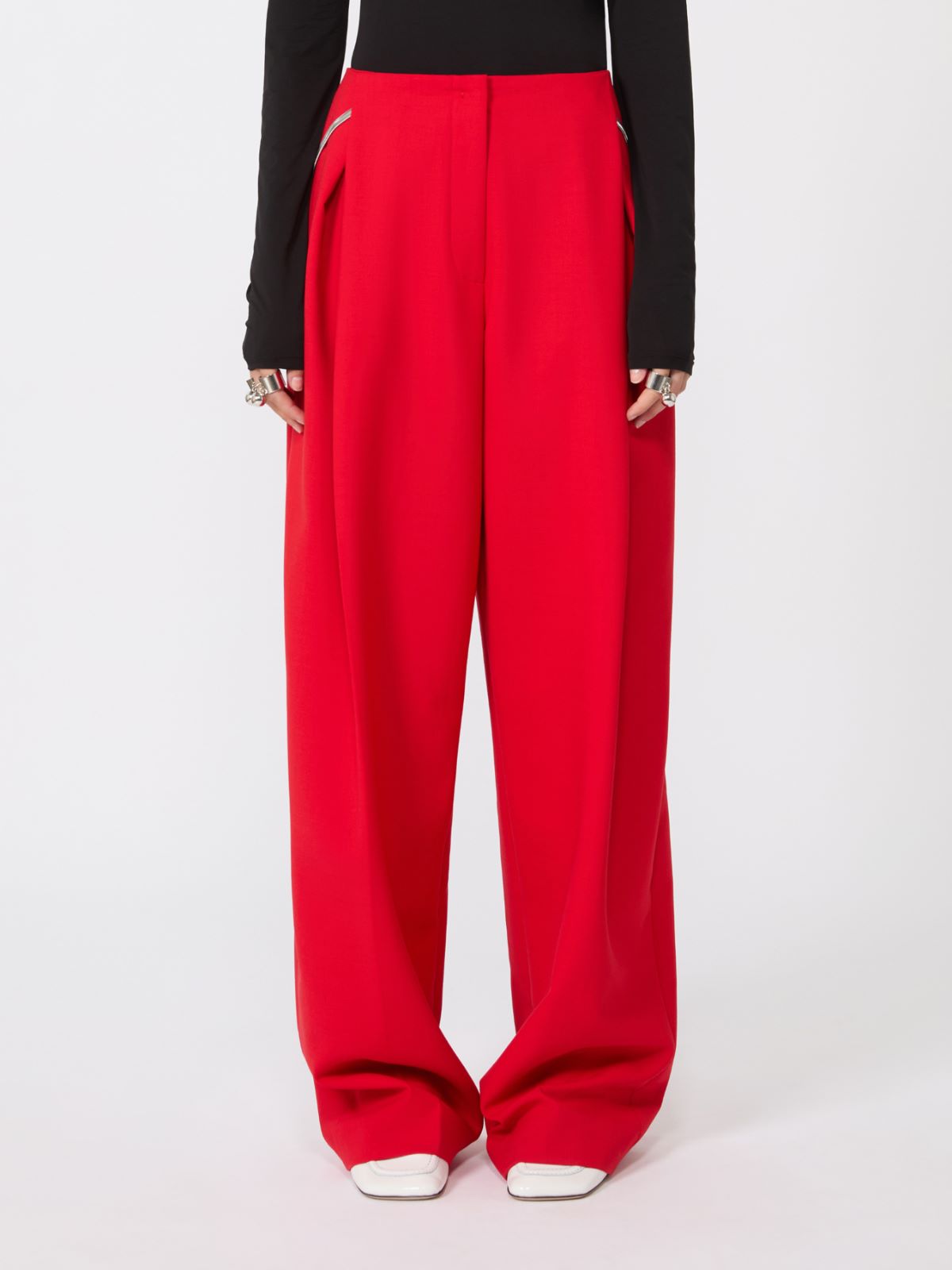 Pleated stretch wool trousers - RED - Max Mara - 5