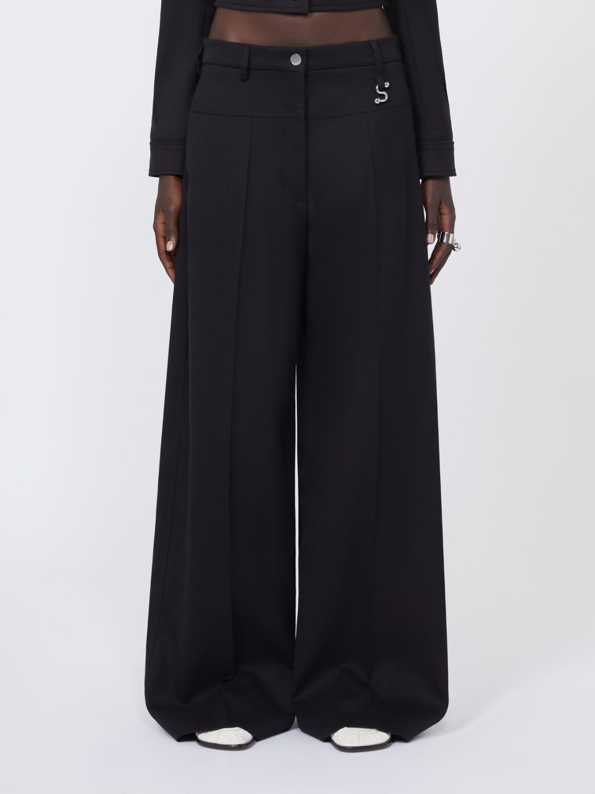 Oversized gabardine trousers - BLACK - Max Mara - 2