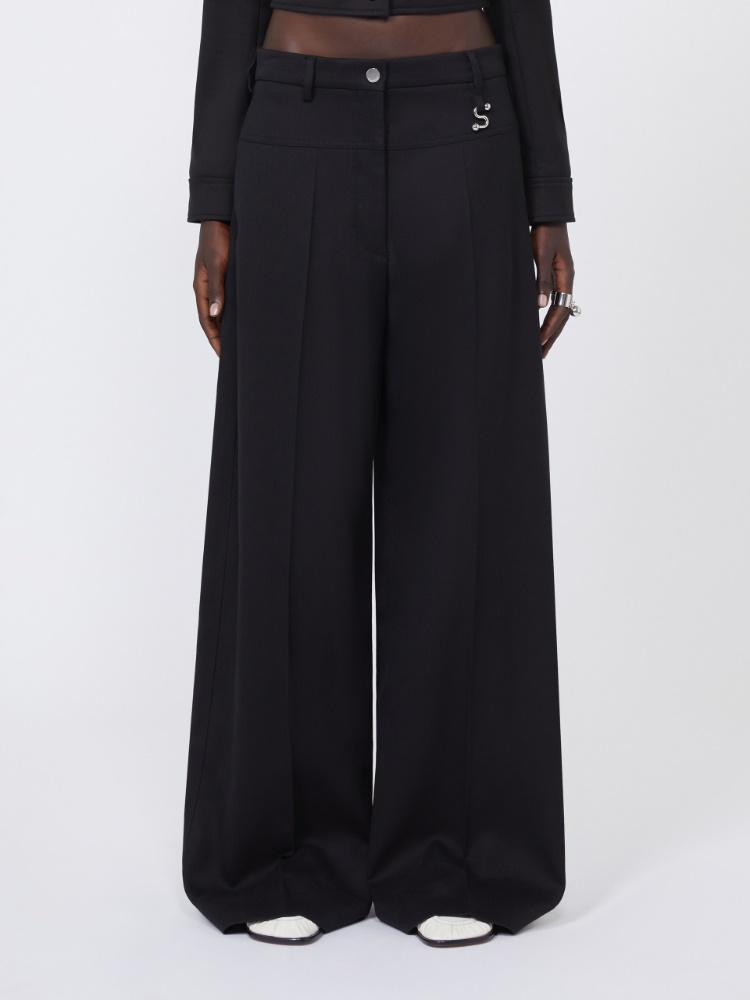 Oversized gabardine trousers - BLACK - Max Mara - 2