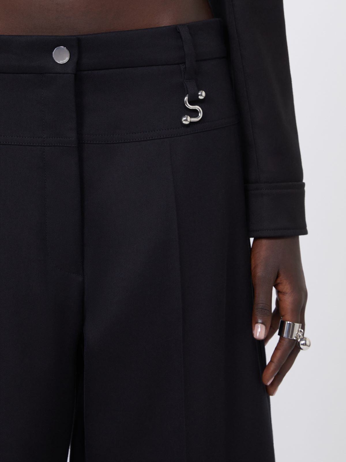 Oversized gabardine trousers - BLACK - Max Mara - 4