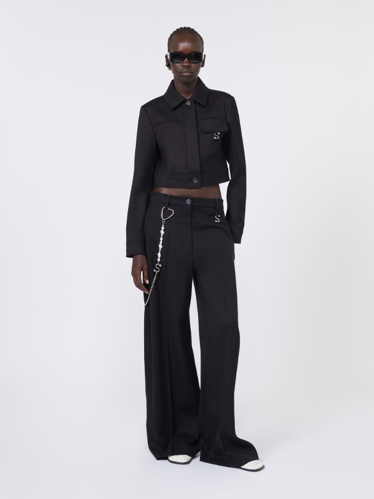 Oversized gabardine trousers - BLACK - Max Mara