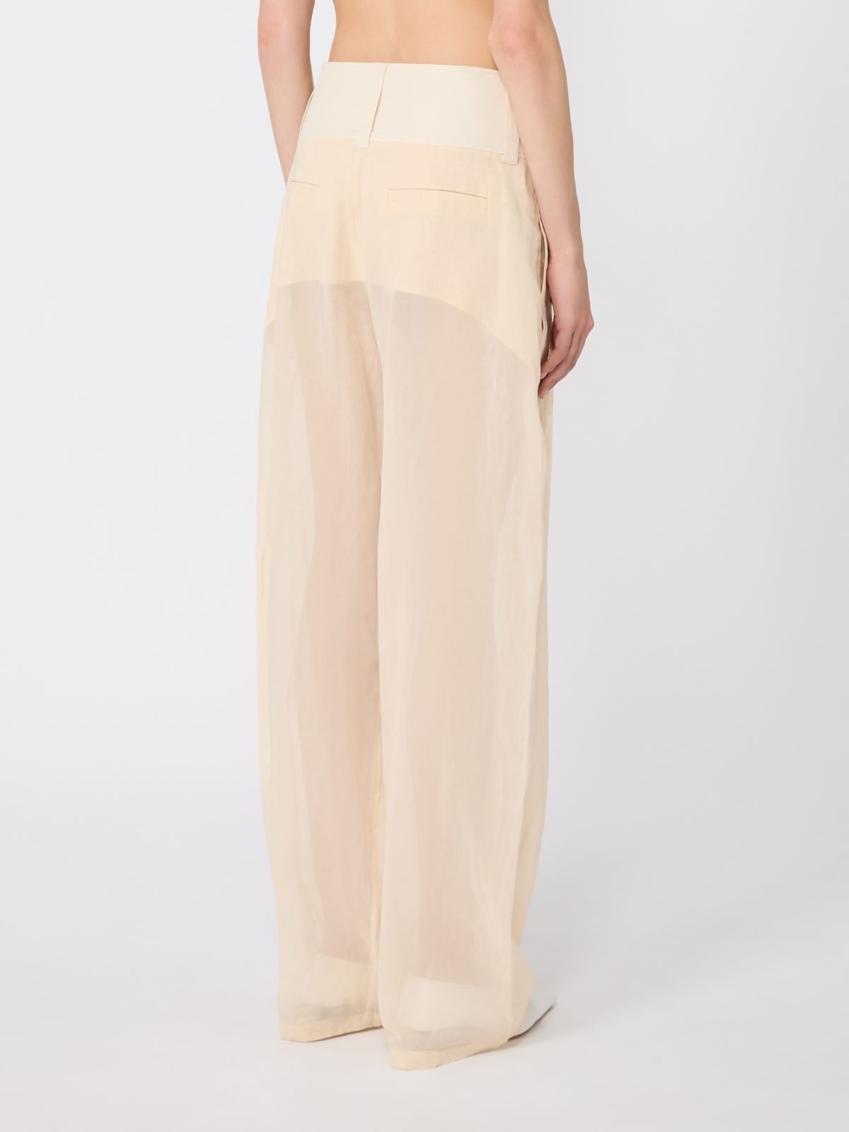 Wide-fit trousers in organza-feel cotton voile - ECRU - Max Mara - 3