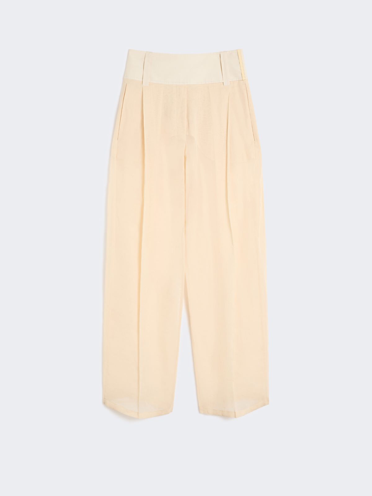 Wide-fit trousers in organza-feel cotton voile - ECRU - Max Mara - 5