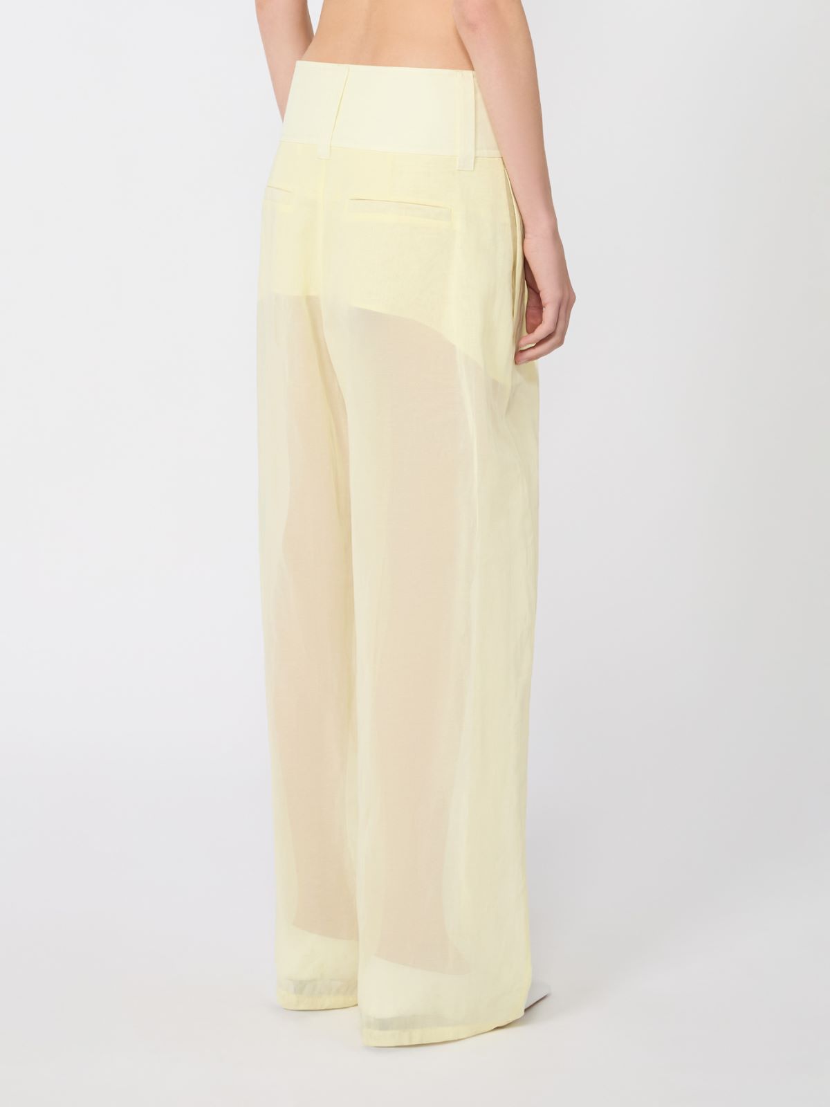 Wide-fit trousers in organza-feel cotton voile - YELLOW - Max Mara - 3