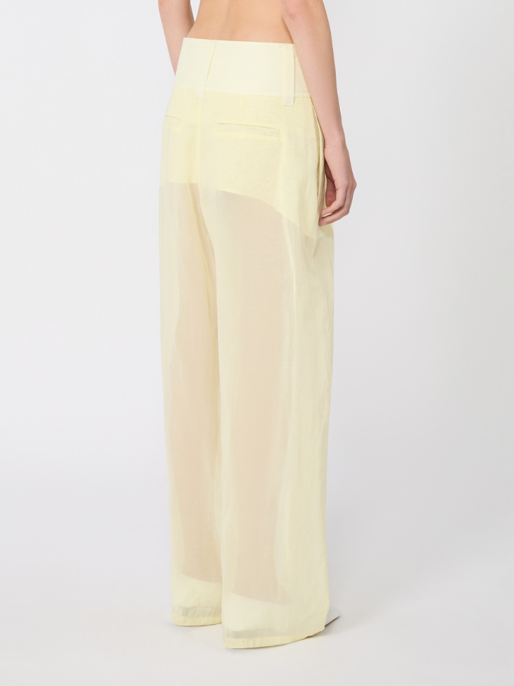 Wide-fit trousers in organza-feel cotton voile - YELLOW - Max Mara - 3