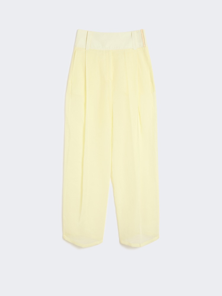 Wide-fit trousers in organza-feel cotton voile - YELLOW - Max Mara