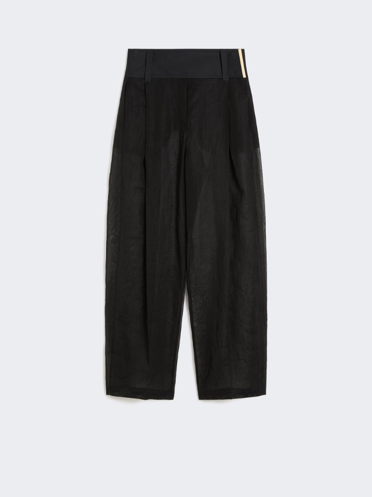 Wide-fit trousers in organza-feel cotton voile - BLACK - Max Mara - 5