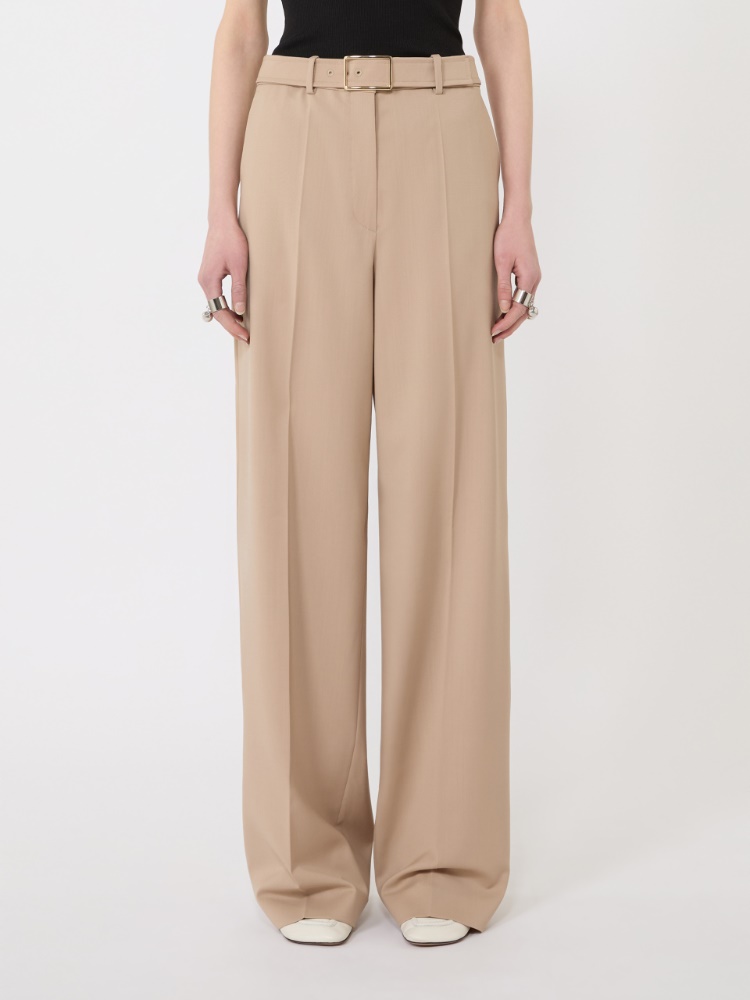 Wide-fit stretch wool gabardine trousers - BEIGE - Max Mara - 2