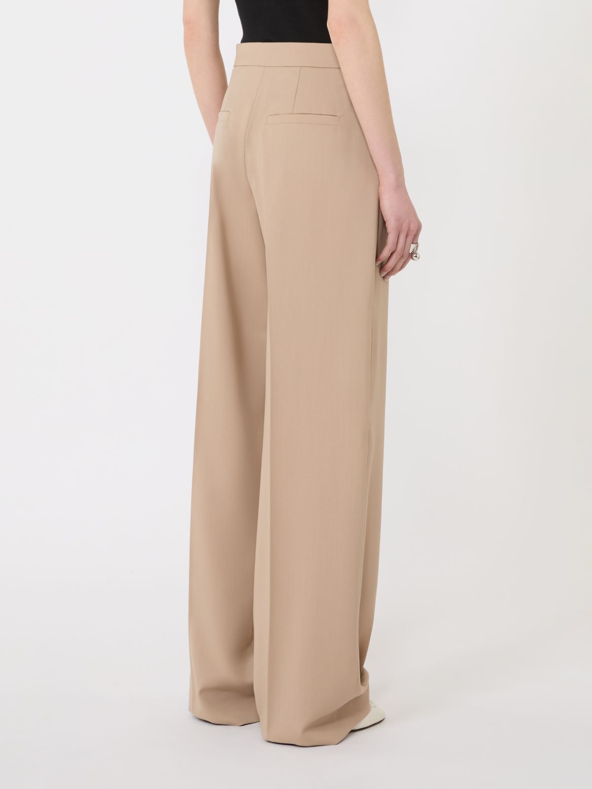 Wide-fit stretch wool gabardine trousers - BEIGE - Max Mara - 3