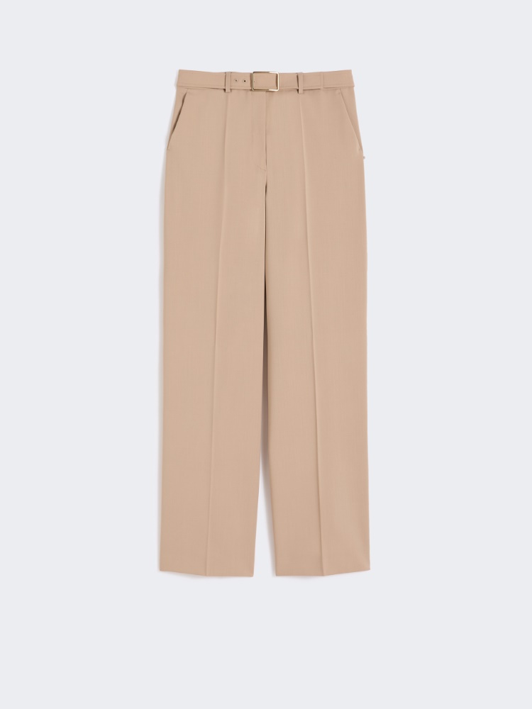 Wide-fit stretch wool gabardine trousers - BEIGE - Max Mara - 5