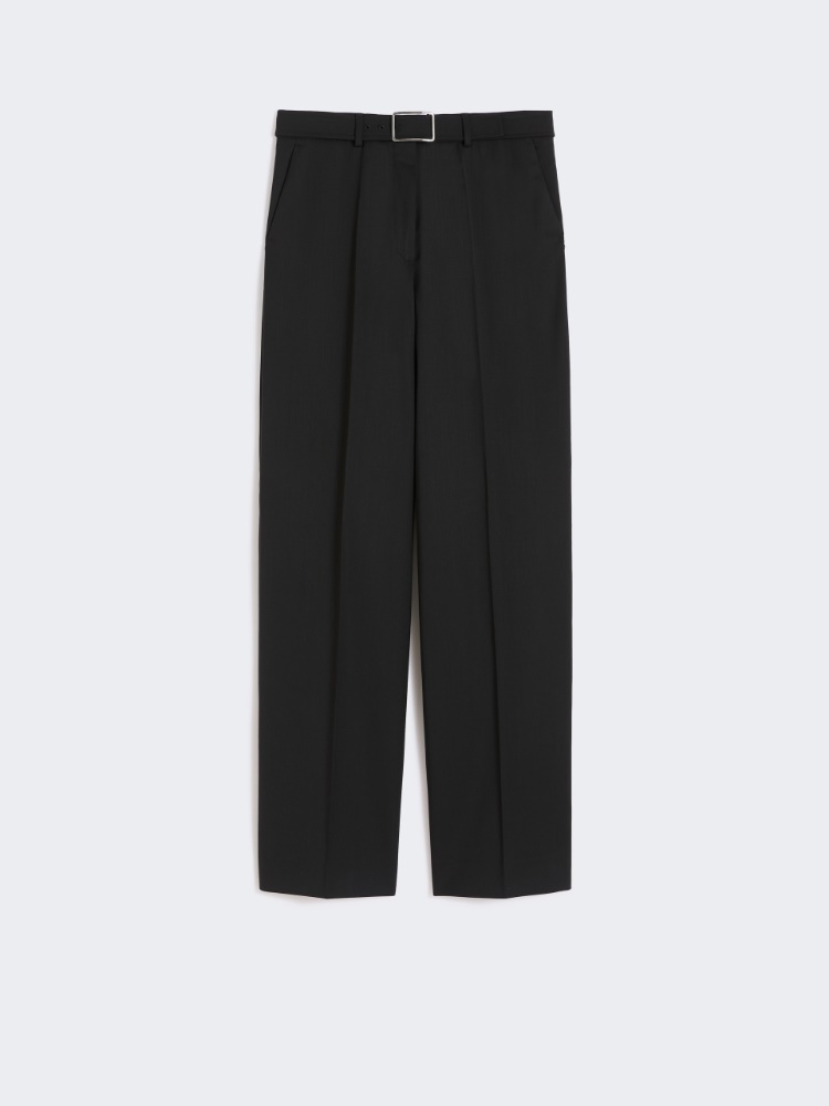 Pantalone ampio in gabardina di lana stretch - NERO - Max Mara - 5