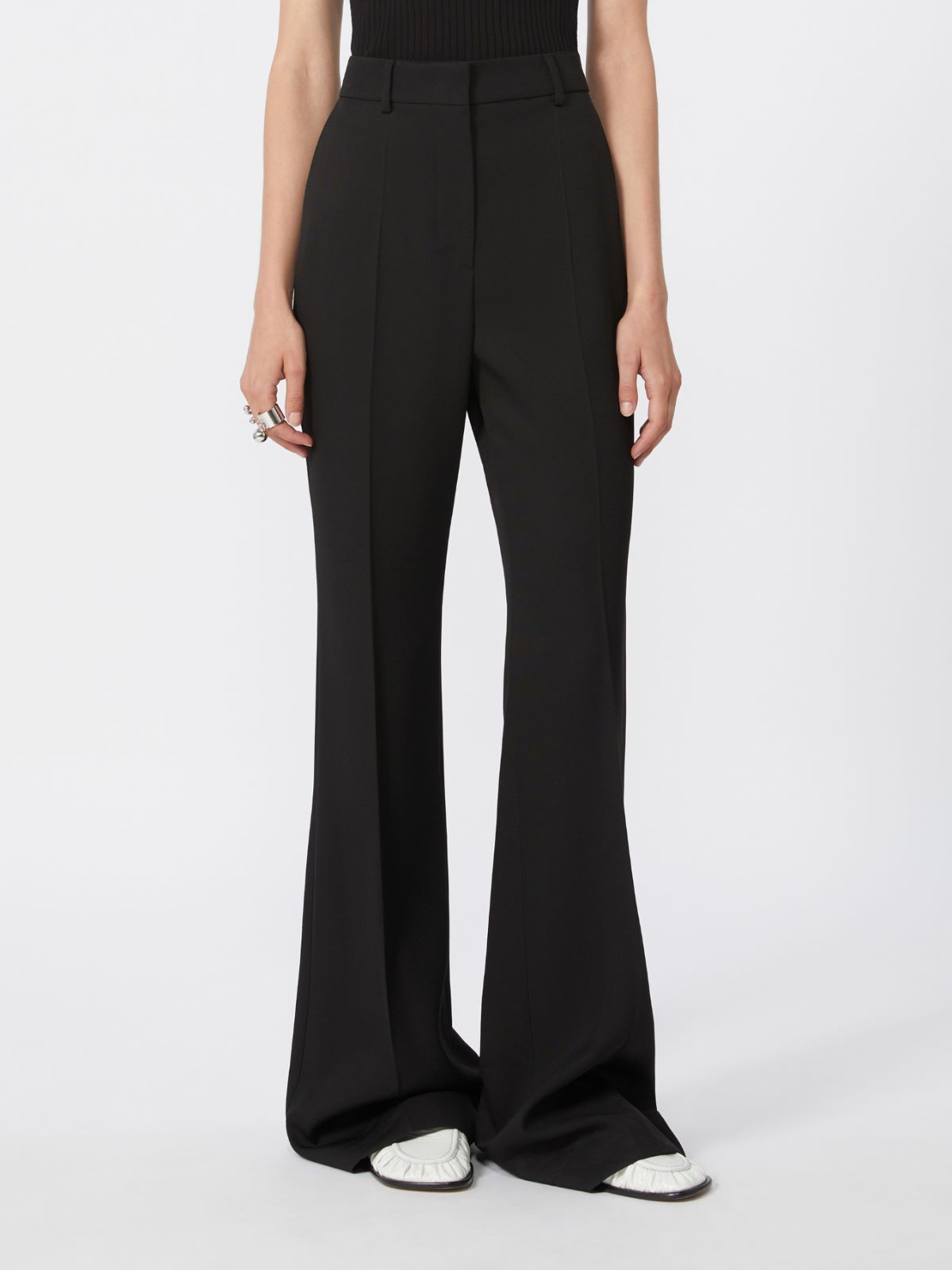 Flared trousers in a viscose blend - BLACK - Max Mara - 9