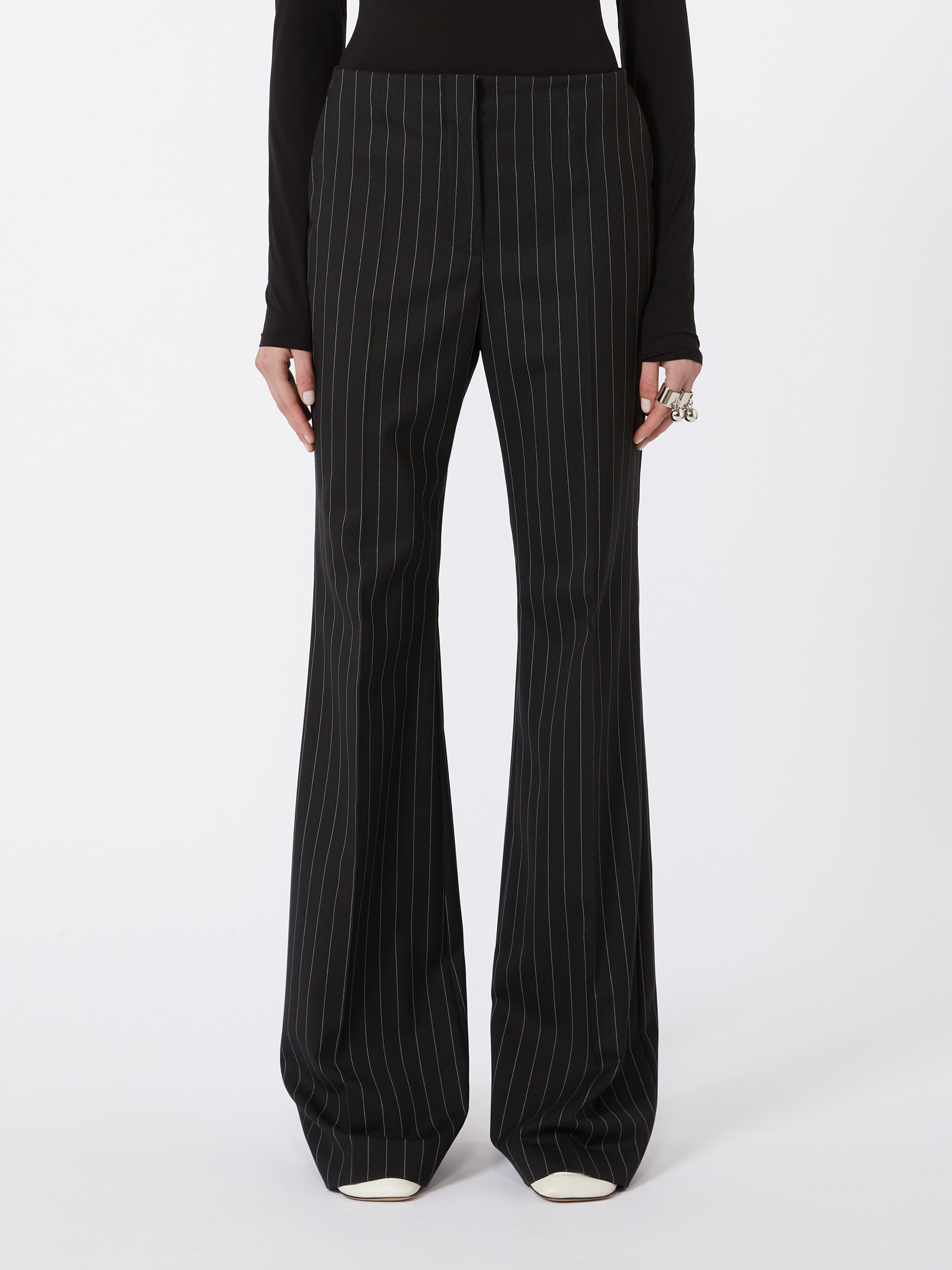 Flared pinstripe wool trousers - BLACK - Max Mara - 2