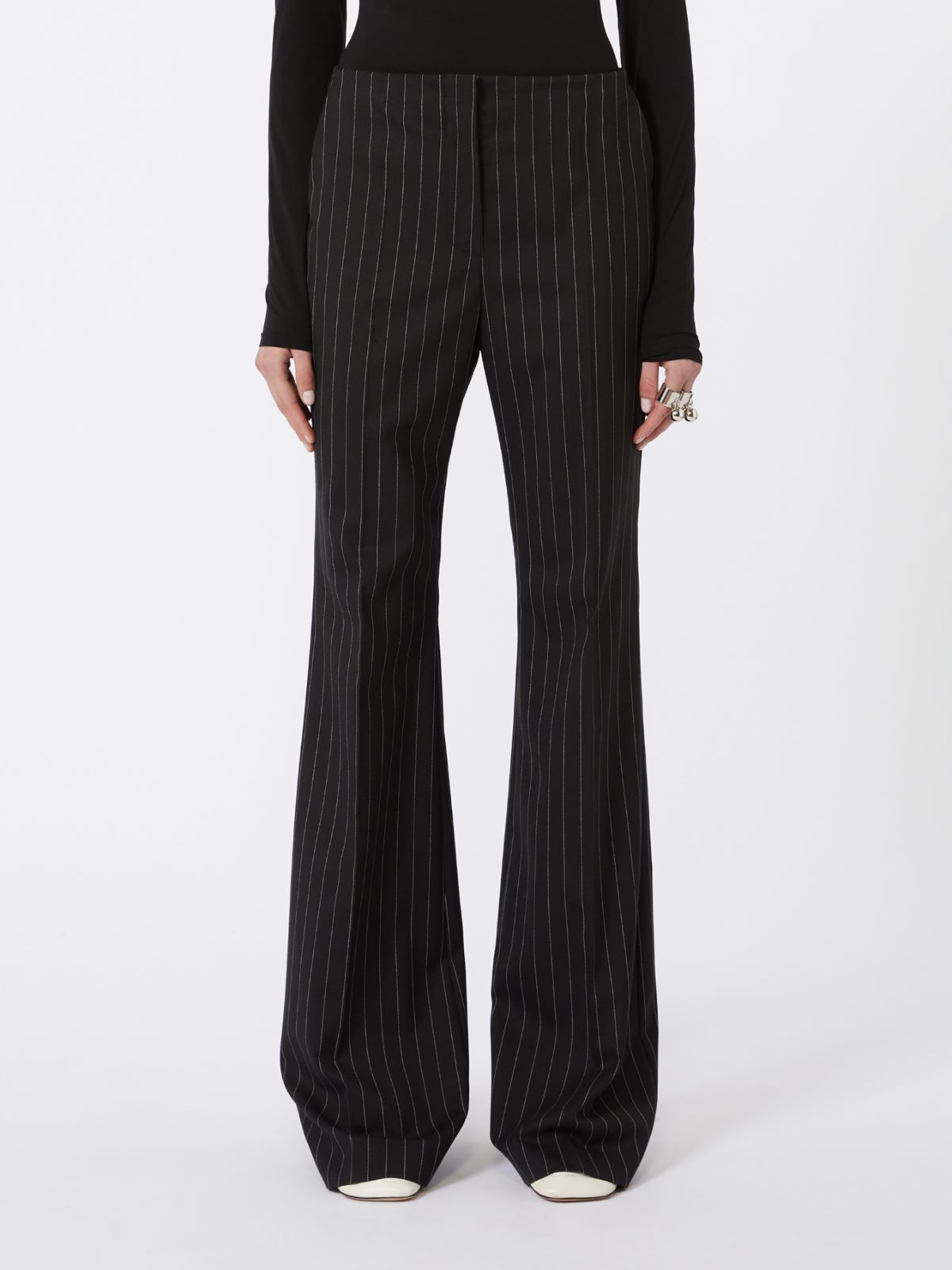 Flared pinstripe wool trousers - BLACK - Max Mara - 5