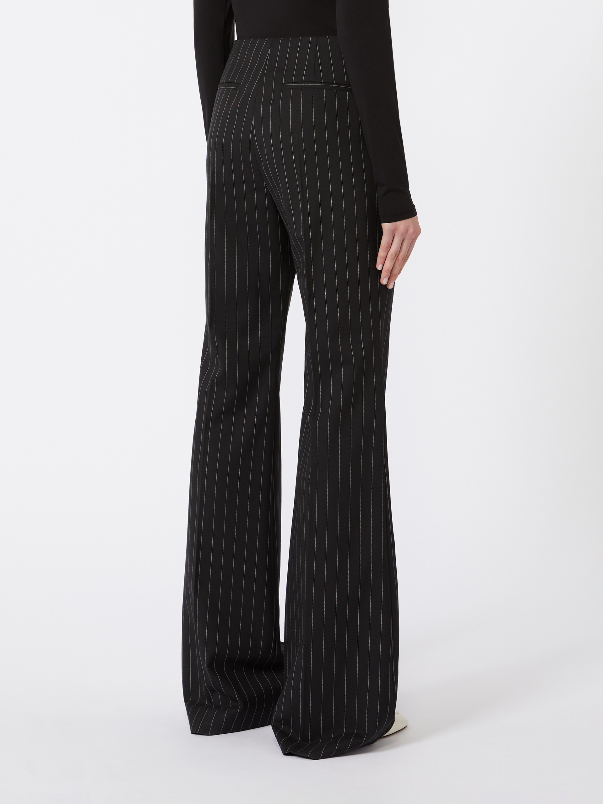 Flared pinstripe wool trousers - BLACK - Max Mara - 3