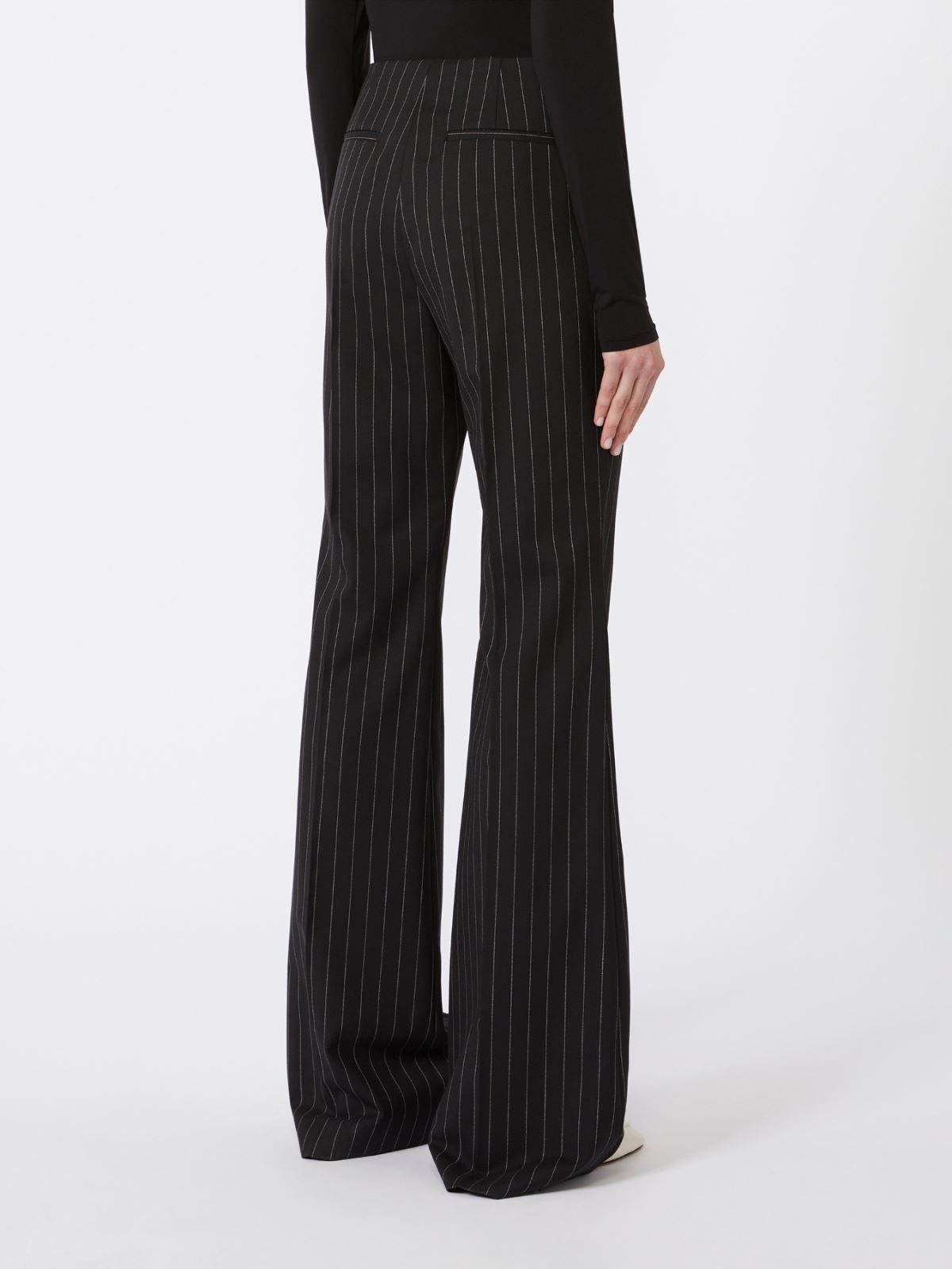 Flared pinstripe wool trousers - BLACK - Max Mara - 5