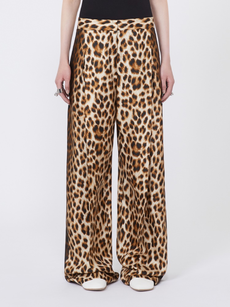 Pantalón de seda pura con estampado animal - CAMEL - Max Mara - 2