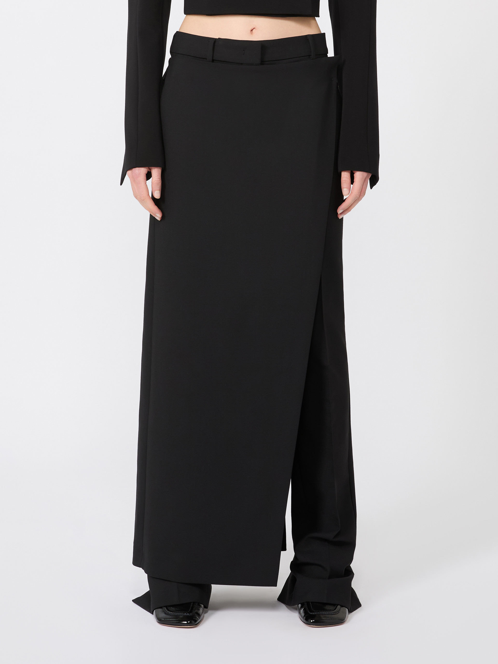 Stretch wool trousers with removable panel - BLACK - Max Mara - 2