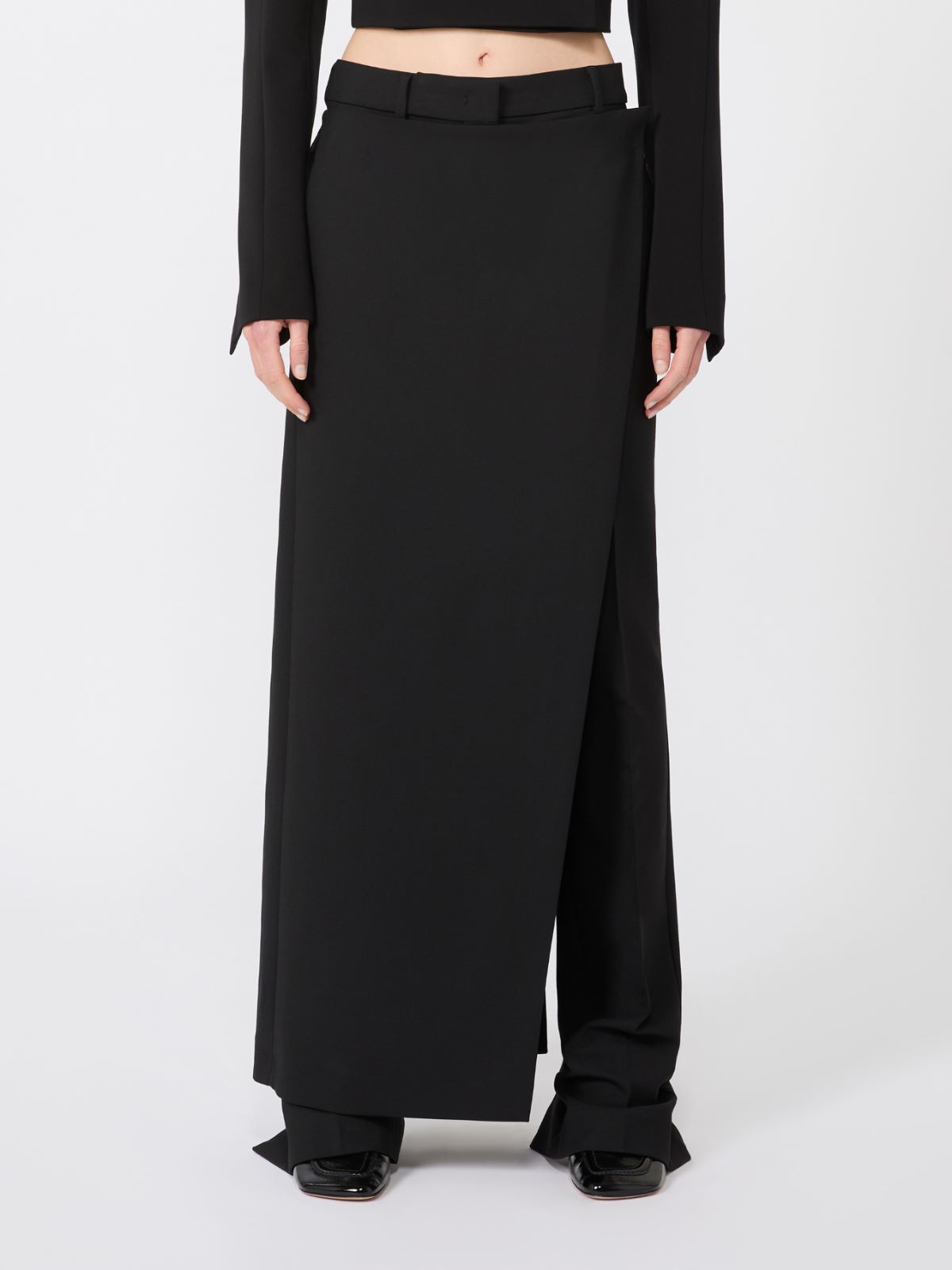 Stretch wool trousers with removable panel - BLACK - Max Mara - 5