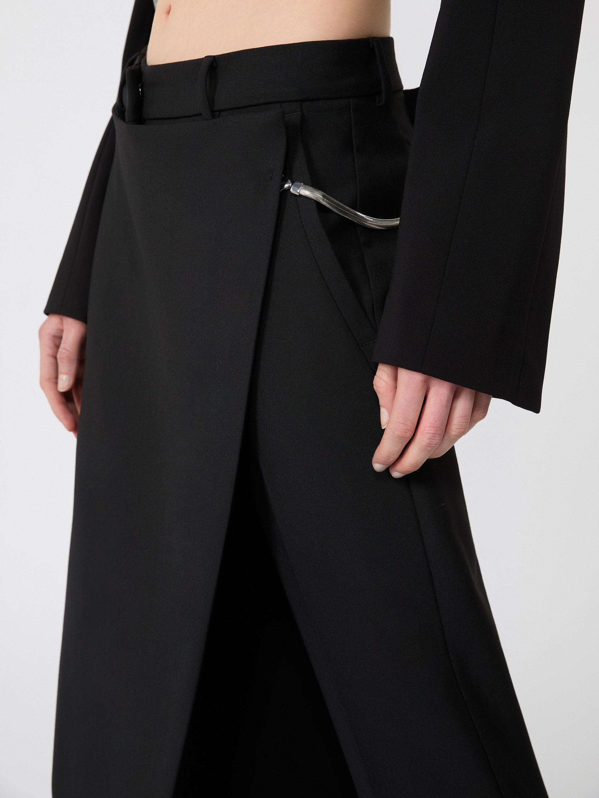 Stretch wool trousers with removable panel - BLACK - Max Mara - 4