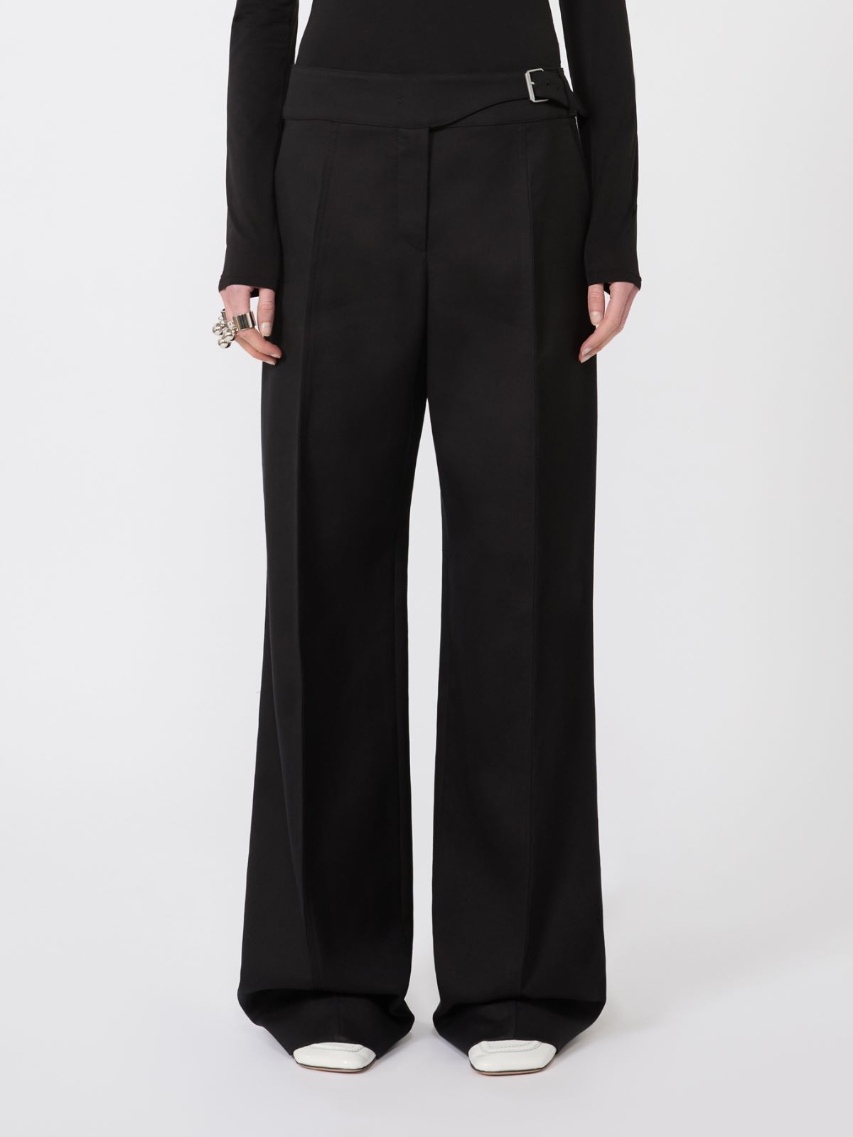 Viscose-blend gabardine yoke-detail trousers - BLACK - Max Mara - 2