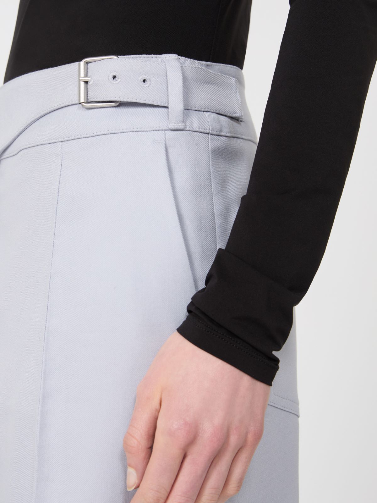 Viscose-blend gabardine yoke-detail trousers - MEDIUM GREY - Max Mara - 4