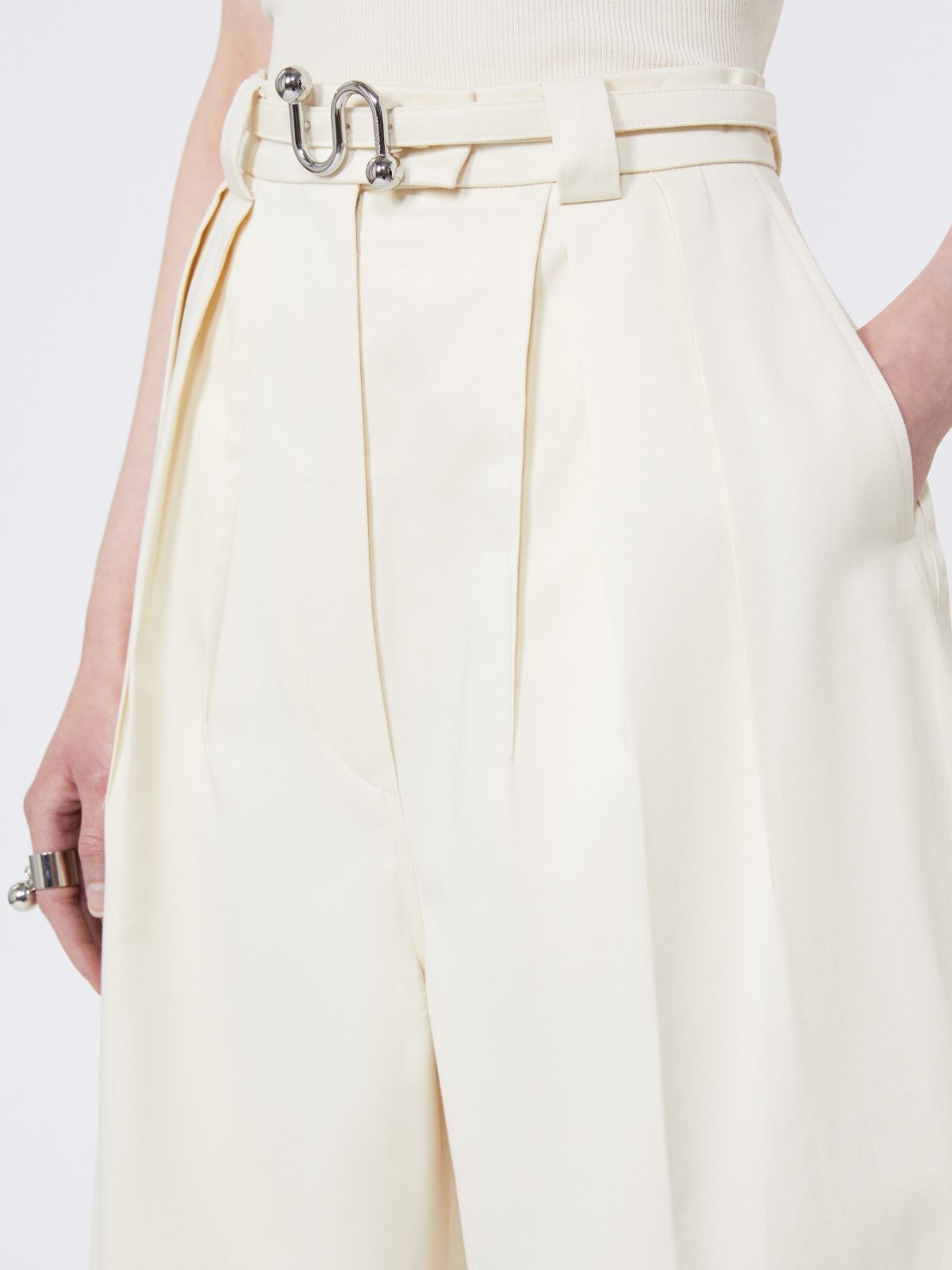 Oversized gabardine trousers - VANILLA - Max Mara - 4