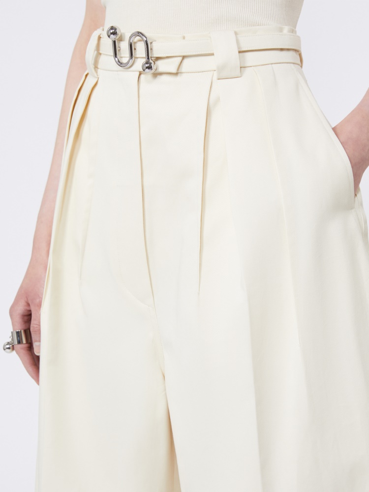 Oversized gabardine trousers - VANILLA - Max Mara - 4