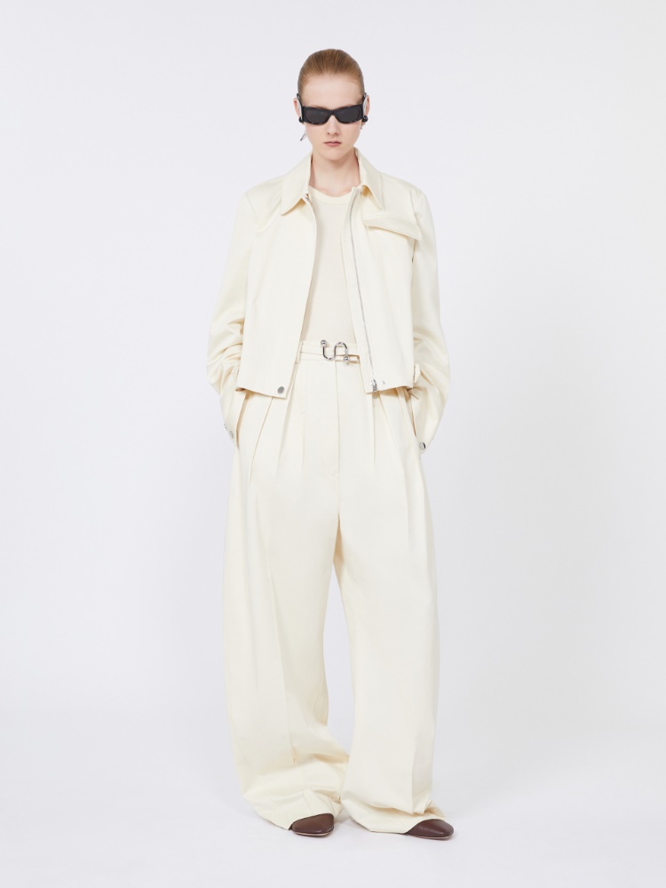 Oversized gabardine trousers - VANILLA - Max Mara
